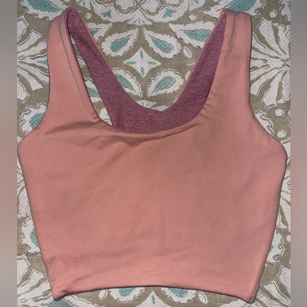 Bombshell Sportswear Reversible Long Tank Bra in Rose